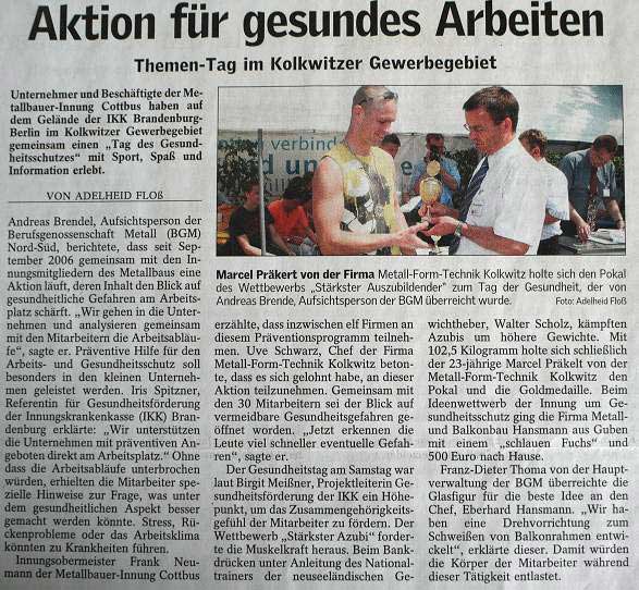 MFT Kolkwitz in der Presse