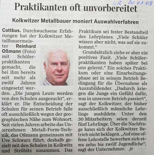 MFT Kolkwitz in der Presse